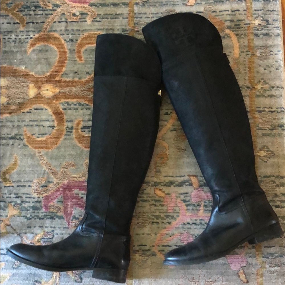 Tory Burch black leather boots, gently used